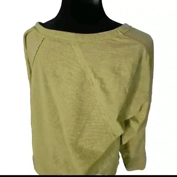 Soft Surroundings Womens Lime Green Waffle Knit Long Sleeve Tee M - Picture 5 of 15